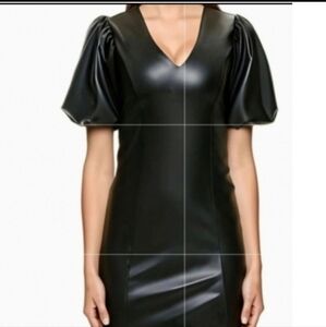 Rosie Harlow Women's Black Beauty Faux Leather Mini Dress
